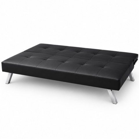 Sofa, kanapa 3 osobowa FLEX z funkcją spania, chromowane nogi, ekoskóra czarna SOF04CZ