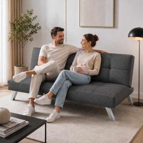 Sofa, kanapa 3 osobowa FLEX z funkcją spania, chromowane nogi, grafit melanż SOF04GRAF