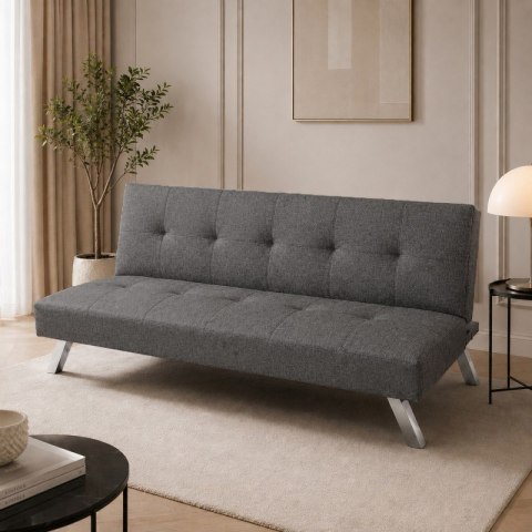Sofa, kanapa 3 osobowa FLEX z funkcją spania, chromowane nogi, grafit melanż SOF04GRAF