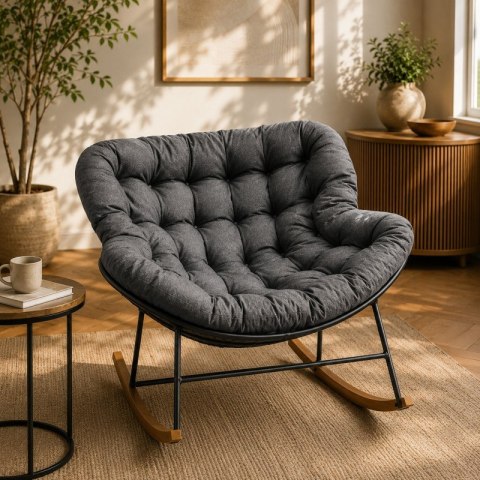 Fotel bujany na biegunach ogrodowy do salonu, tarasowy bujak kokon LEŻANKA KR42
