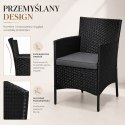 Zestaw mebli ogrodowych 3w1 Stolik+ 2 fotele imitacja rattanu, czarny SC13