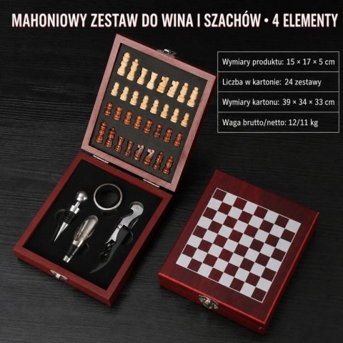 Zestaw prezentowy akcesoria do wina + szachy 15 x 17 x 5cm PDOZ28