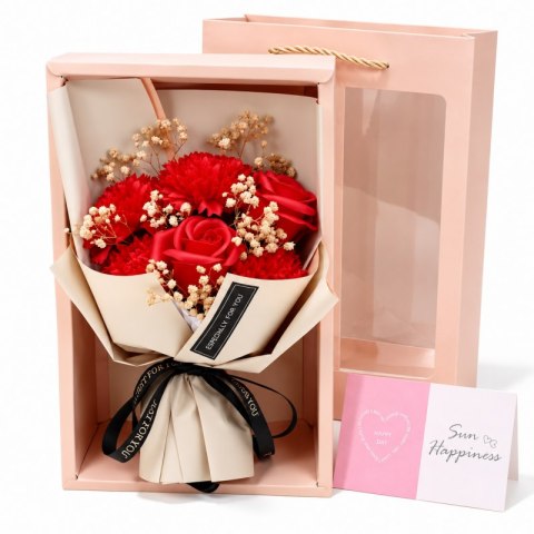Bukiet zapachowych kwiatów mydlanych w pudełku 6 szt. flower box BUK09CZE