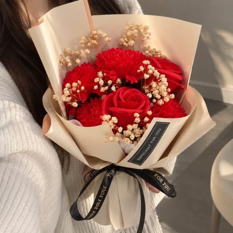 Bukiet zapachowych kwiatów mydlanych w pudełku 6 szt. flower box BUK09CZE